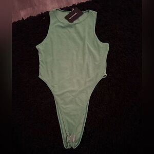 PLT Shape Bright Green Towelling Sleeveless High Leg Bodysuit Sz.12 US
